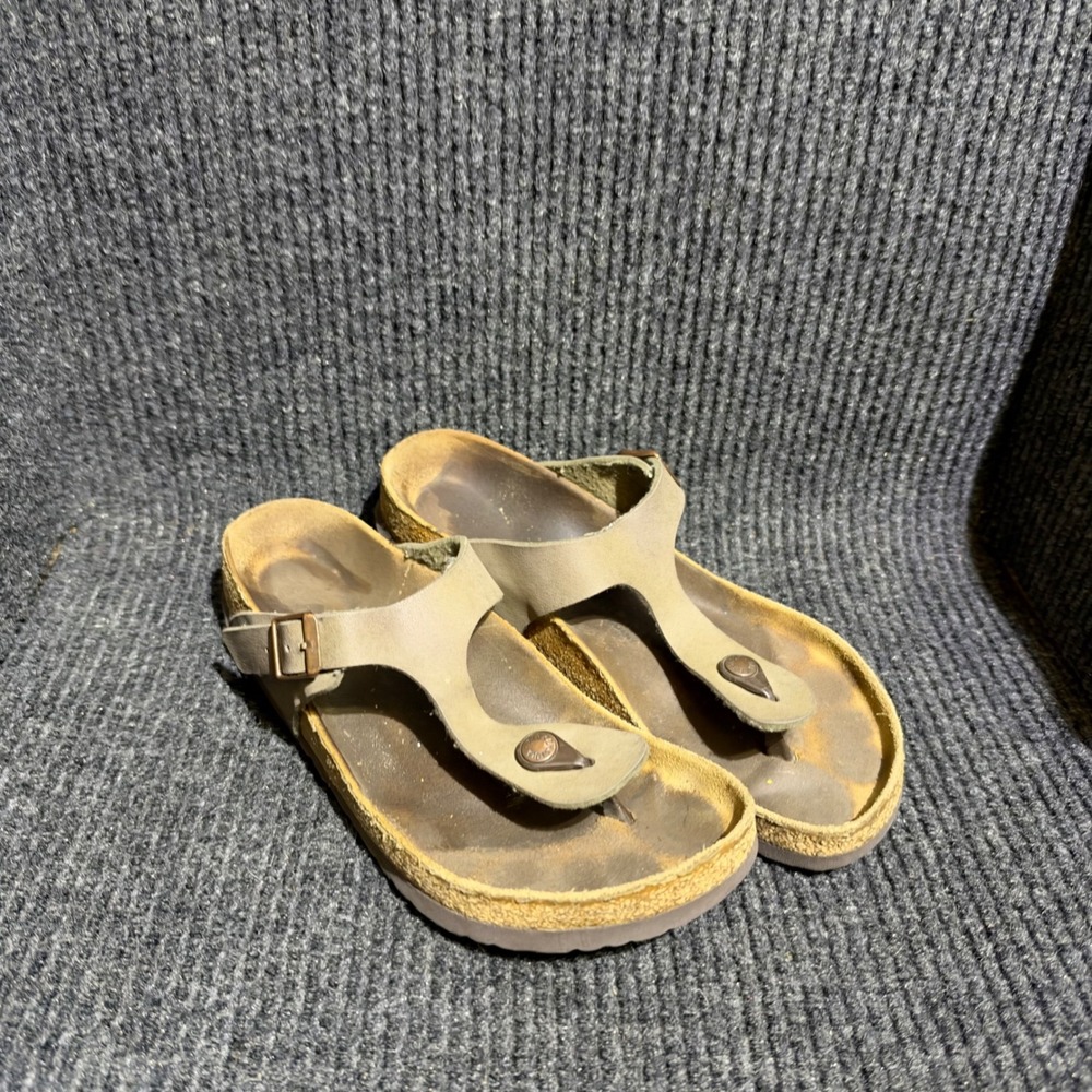 Birkenstock Gizeh Sandals Womens 40 Brown Tobacco Nubuck Leather Thong Comfort
